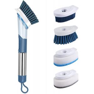 PP Soap Dispensing Dish Brush With 4 Replacement Heads