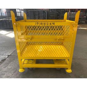 China 50mm X 50mm Mesh Distillation Tray Pallet Cage 1200mm High Movable With Wheels supplier