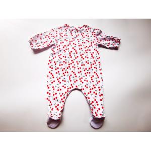 Snap front Baby Girl long sleeve footies Cherry Print