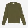 Plain Army Green Crew Neck Sweatshirt Anti - Shrink Printed Technics Without