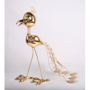 ODM Metal Peacock Garden Ornament Golden Garden Metal Bird Sculptures
