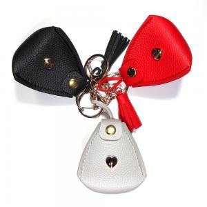 China Triangle Personalised Leather Small Coin Purse Keychain 6x5x6.5cm supplier