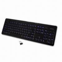 China Illuminated Wireless Keyboard with Auto-power Saving Function, USB Port Supported on sale