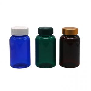 China Industrial 160ML PET Luxury Golden Cap Plastic Bottle for Fish Oil/Capsule/Pill/Honey supplier