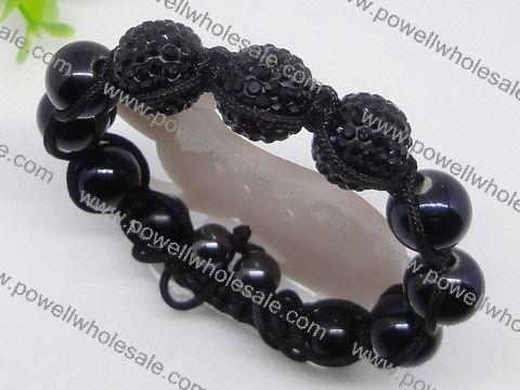 OEM & ODM Shamballa beaded bracelets 1760011 with crystal black stone beads