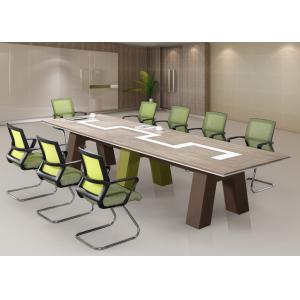 3.8m Length Wooden Meeting Table Grey Bamboo Color For 10 - 14 Person