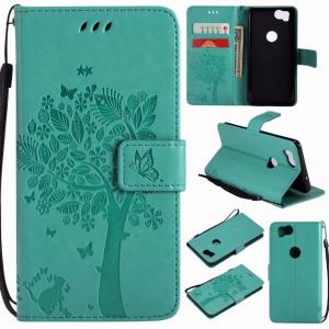 Pixel2 Wallet Flip Leather Case Cover with Lucky Tree Embossed