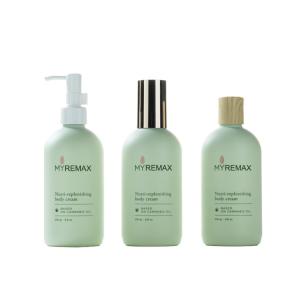 China Remax 250g Shampoo Lotion Bottle Green Matte Finish Container With Pump Dispenser supplier