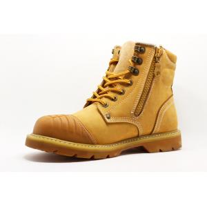 China Tan / Brown Goodyear Welt Safety Shoes , Steel Toe Genuine Leather Work Boots supplier