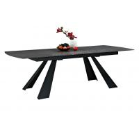 China Stone Coated Tempered Glass Extension Dining Table Stylish Black For 12 Seats on sale