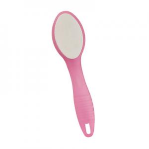 China Pink Dry Skin Foot Scraper Plastic Handle Silica Sand Feet Callus Remover supplier