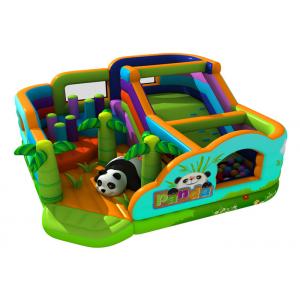 Green Big Panda height 4m Kids Bouncy Castle With Slide