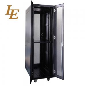 China SPCC Black 42U Enclosed Server Rack Cabinet Floor Standing Rack 2 Vertical Cable Tray supplier
