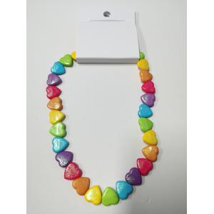 Multicolor Heart Beaded Bracelet , Practical Childrens Rainbow Bracelet