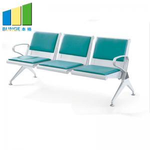 China Hospital / Office Public Waiting Chair 3 Seater Stainless Steel Leg PU Leather supplier