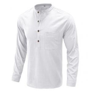 Botón de la manga larga de lino de las camisas sport del algodón de S de Men del fabricante de ropa de la pequeña cantidad ' con el bolsillo