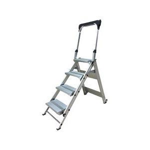 Professional Aluminium Folding Step Stool With Handle And Tool Tray 4 Steps