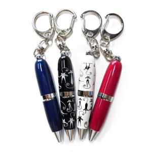 Silk Screen Black Ink Mini Keychain Ballpoint Pen With Logo Print