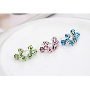 S925 sterling silver stud earrings colorful crystal rhinestone earrings