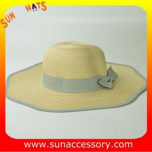 China AK16842 Wide brim sunny beach paper straw hats in stock , promotion cheap hats . supplier