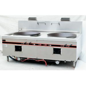 China Chinese Style Two Burner Big Wok Stove Strong Firebrick Burner 250W Power Blower supplier