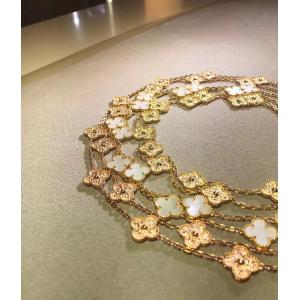 18K Yellow Gold Van Cleef And Arpels Alhambra Necklace 10 Motifs For Girlfriend