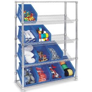 Indoor Commercial Wire Shelving / Clear Plastic Storage Bin Slanted Chrome Wire Shelving Systems