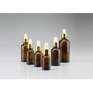 China 50ml Amber Glass Dropper Bottles Screw Lid For Chemical / Cosmetic Packaging supplier