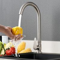 China Deck Mounted Kitchen Tap Cold Only Faucet Lever Handle 360 Degree Swivel on sale