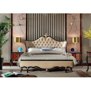 Villa house Luxury furniture factory for sale in black painting frame with Leather upholstered King size Bed