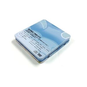 rectangular CD tin case with hinged lid