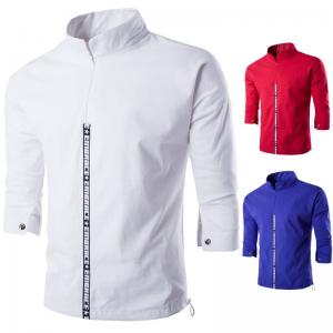 Cotton Linen Half Sleeve Mens Reflective Jacket Half Zip Elastic Buttom