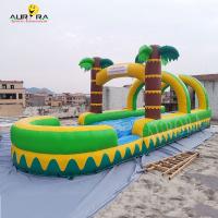 China Tarpaulin Inflatable Double Lane Slip And Slide N Slide Water Slide With Pool on sale