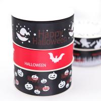 China Red / Black Personalized Satin Ribbon , Fancy Halloween Wired Ribbon on sale