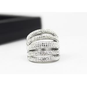 China Women'S Multi Row Band Rings , CZ Crystal Full Finger Stainless Steel Cocktail Rings supplier