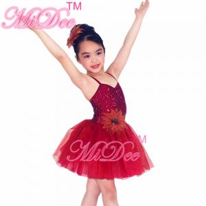 China Children'S Tutu Skirts Wine Red Sequin Bodice Dress Matching Flowers Trim Hairpiece supplier