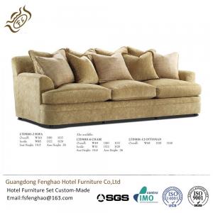 China Contemporary Khaki Color 3 Seater Fabric Sofa High Density Sponge Cushion For Hotel Lobby supplier