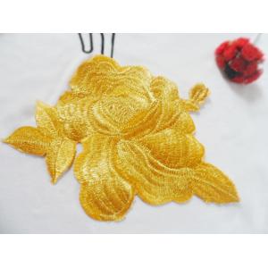 Hot Fix Motif   Gold Wire  Embroidery Flower Applique