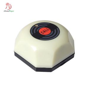Simple design 1 key  waterproof white round fat wireless service caller push button  for restaurant  and hospital