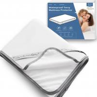 China Customised Size Solid White Color Waterproof Terry Mattress Protector with Elastic Bands on sale