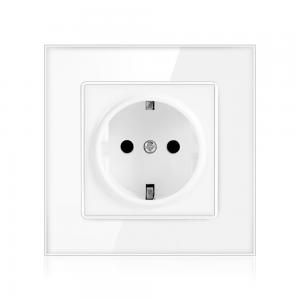 China Power Socket,16A EU Standard Electrical Outlet 86mm * 86mm white Crystal Glass Panel wall socket supplier