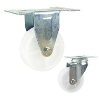 China 4inch Solid Wheel Screw Fixed Rigid Plate White PP Light Duty Casters For Misting Fans on sale