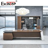 China Extendable L Shaped Modern Executive Desk Office Furniture Gray Brown on sale