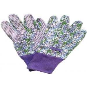 China Purple Printed Working Hands Gloves Polar PVC Dots For Women Gardening wholesale