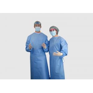 Blue Color Medical Protective Apparel Gown With Ties On Neck / Waist