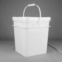 China 18 Litre Plastic Square Buckets Food Grade Plastic Pail With Lid And Handle on sale
