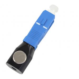 Blue SC Bare Fiber Optic Adapter Metal Round Type For Bare Fiber Testing