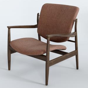 Modern French Style Teak Chairs Fabric Recliner Lounge Area