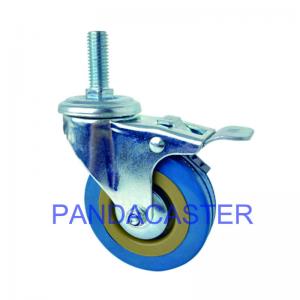 Threaded Rod Swivel PVC 75mm Castor Wheel With Lock Brake