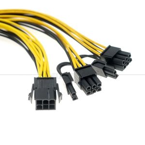 China GPU 6 PIN à double 8 PIN 18AWG PCI Express Adaptateur d'alimentation de carte mère câble d'extension PCIe supplier